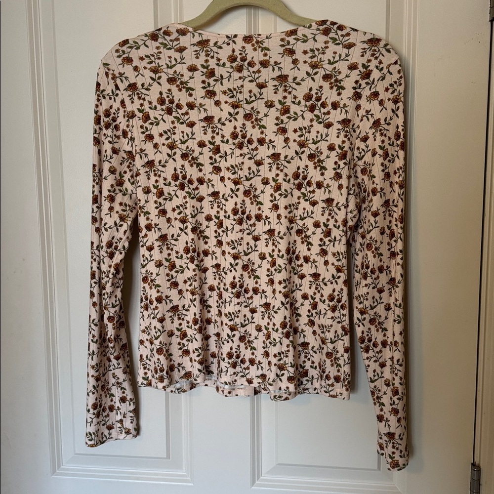 Sezane Lenie T-shirt Miranda Beige Print - Size 40 L EUC - Picture 7 of 10